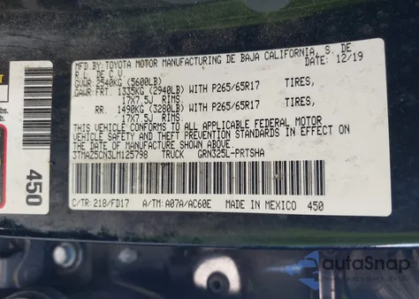 2020 Toyota Tacoma Trd Sport из США, поврежденный, VIN 3TMAZ5CN3LM125798